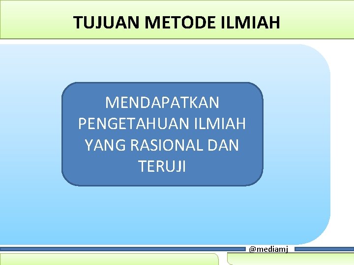 TUJUAN METODE ILMIAH MENDAPATKAN PENGETAHUAN ILMIAH YANG RASIONAL DAN TERUJI @mediamj 