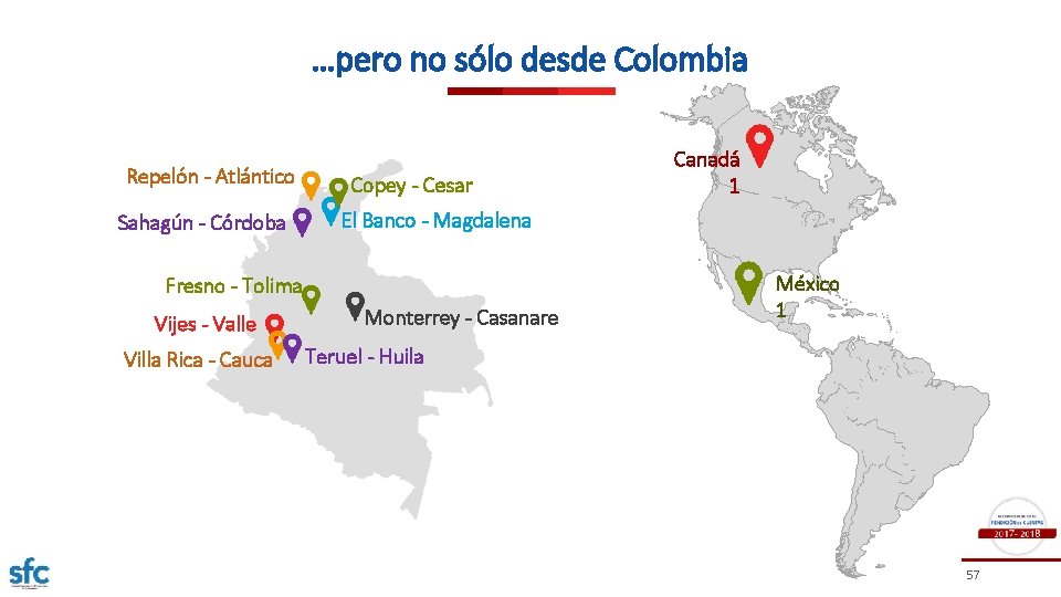 …pero no sólo desde Colombia Repelón - Atlántico Sahagún - Córdoba Copey - Cesar
