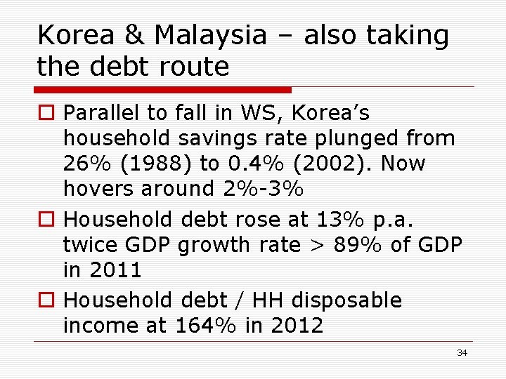 Korea & Malaysia – also taking the debt route o Parallel to fall in