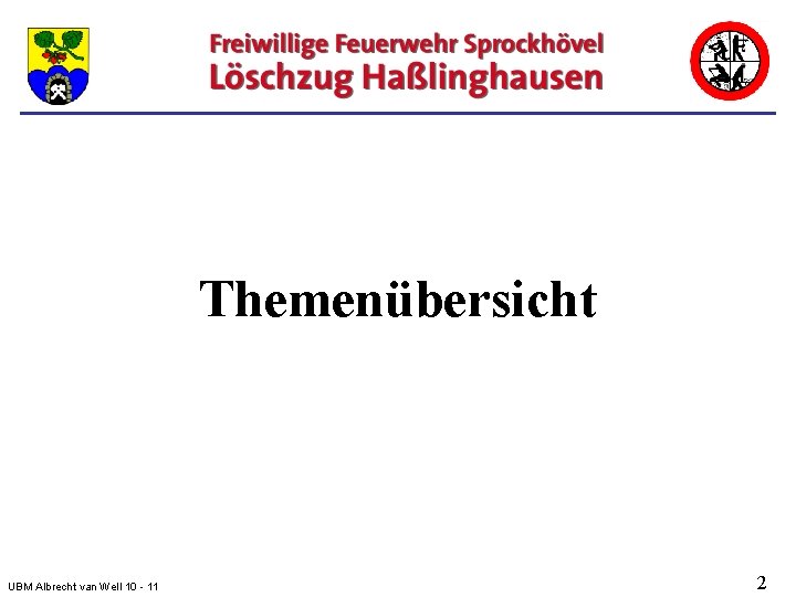 Themenübersicht UBM Albrecht van Well 10 - 11 2 