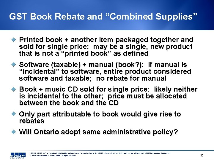 GST Book Rebate and “Combined Supplies” Printed book + another item packaged together and