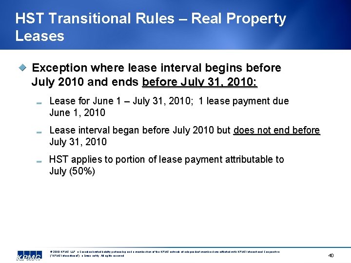 HST Transitional Rules – Real Property Leases Exception where lease interval begins before July