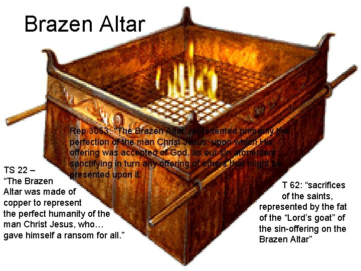 Brazen Altar Rep 3053: “The Brazen Altar’ represented primarily the perfection of the man