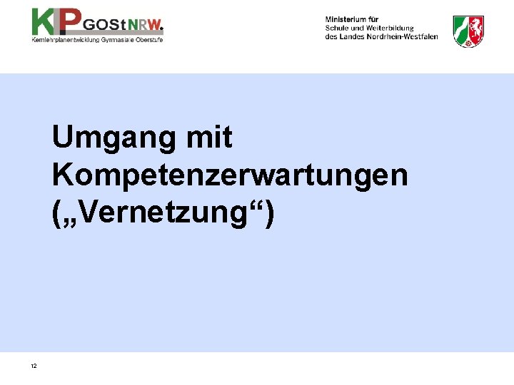 Umgang mit Kompetenzerwartungen („Vernetzung“) 12 