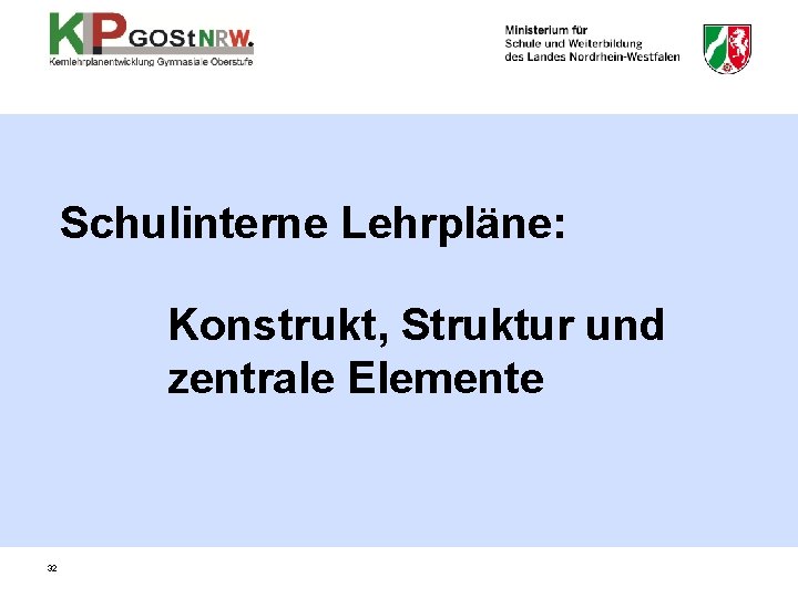 Schulinterne Lehrpläne: Konstrukt, Struktur und zentrale Elemente 32 