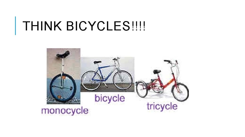 THINK BICYCLES!!!! THINK BICYCLES!!!!