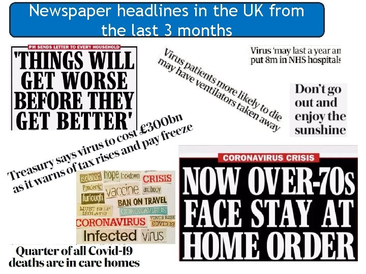 Newspaper headlines in the UK from the last 3 months 