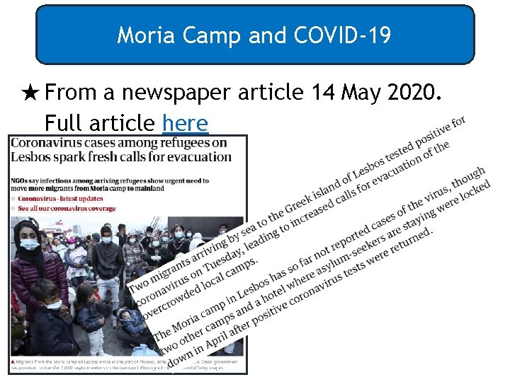 Moria Camp and COVID-19 ★ From a newspaper article 14 May 2020. Full article