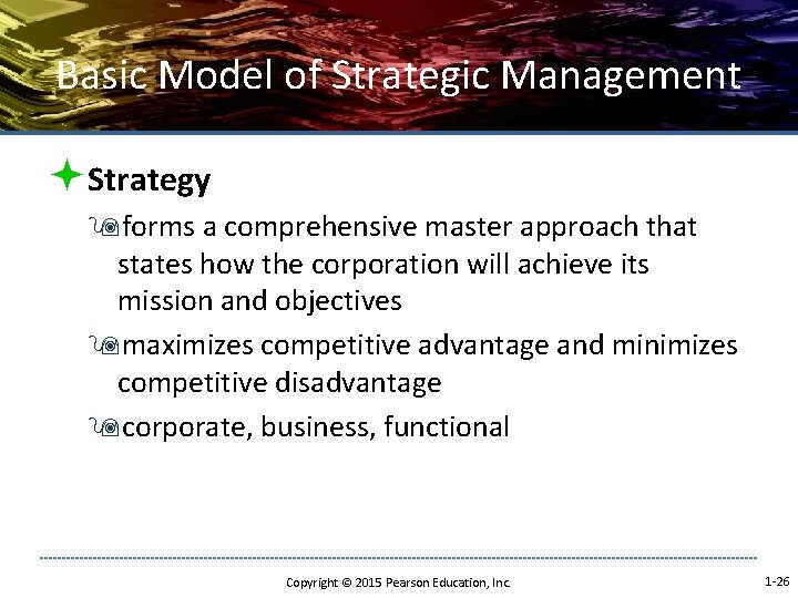 Basic Model of Strategic Management ªStrategy 9 forms a comprehensive master approach that states