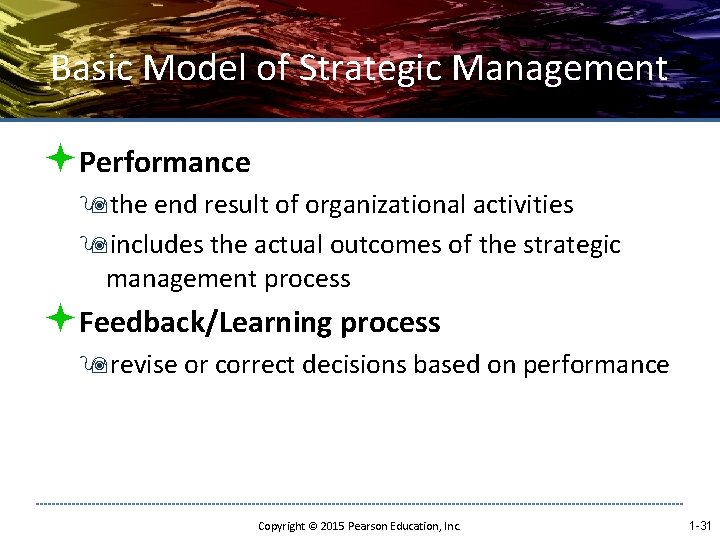 Basic Model of Strategic Management ªPerformance 9 the end result of organizational activities 9