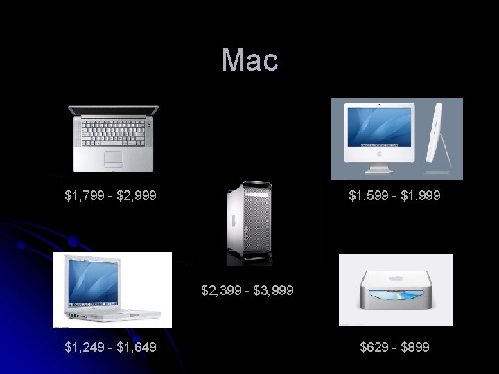 Mac $1, 799 - $2, 999 $1, 599 - $1, 999 $2, 399 -