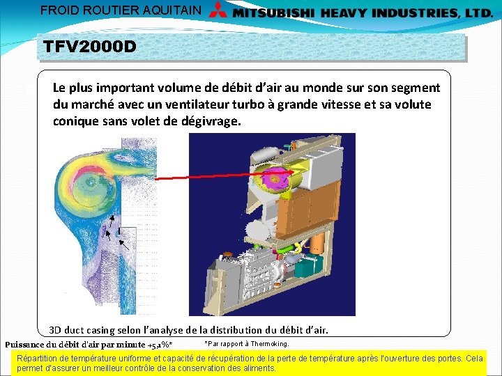 FROID ROUTIER AQUITAIN TFV 2000 D Le plus important volume d’air. de débit d’air