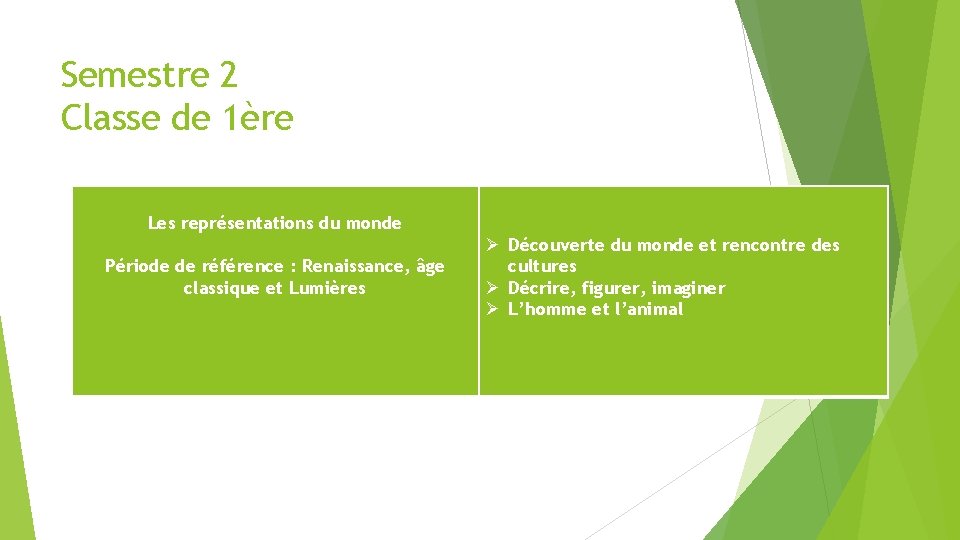 Semestre 2 Classe de 1ère Les représentations du monde Période de référence : Renaissance,