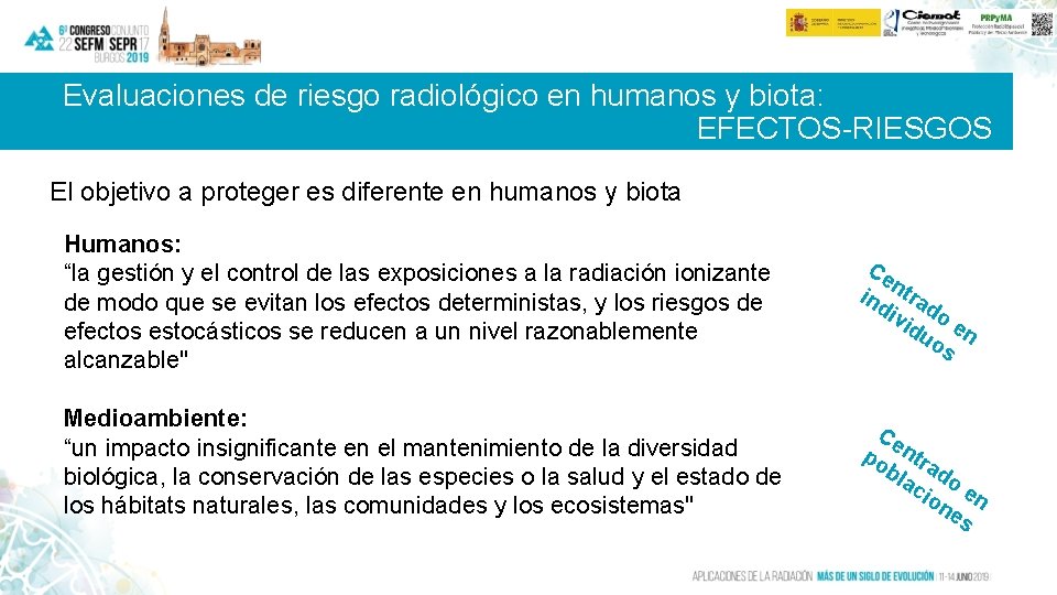 Evaluaciones de riesgo radiológico en humanos y biota: EFECTOS-RIESGOS El objetivo a proteger es