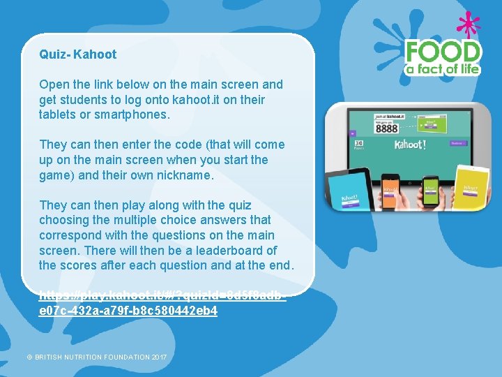 Quiz- Kahoot Open the link below on the main screen and get students to