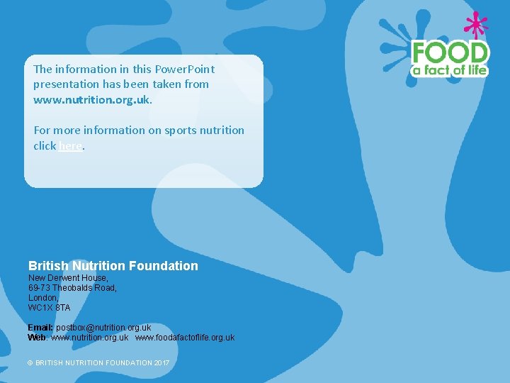 The information in this Power. Point presentation has been taken from www. nutrition. org.
