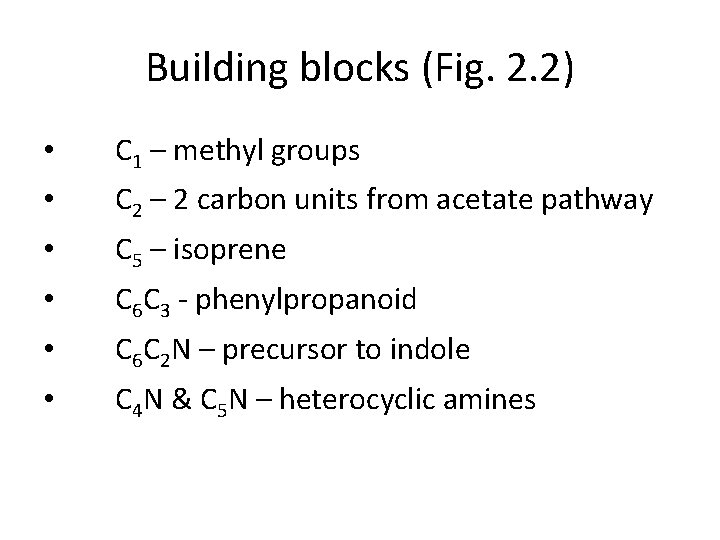 Building blocks (Fig. 2. 2) • C 1 – methyl groups • C 2