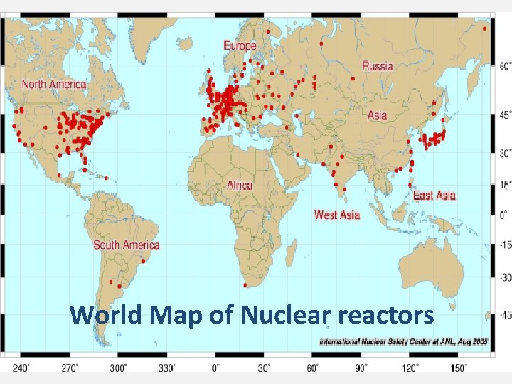 World Map of Nuclear reactors 