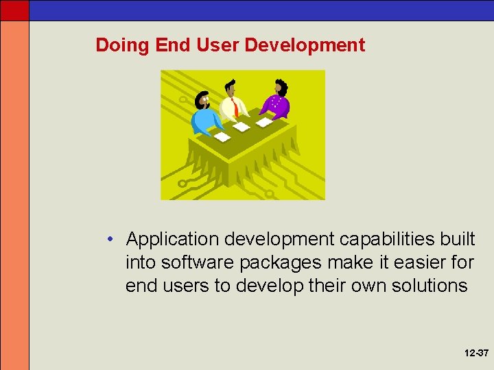 Doing End User Development • Application development capabilities built into software packages make it