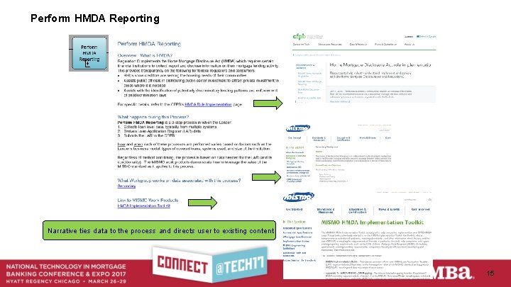Perform HMDA Reporting Narrative ties data to the process and directs user to existing