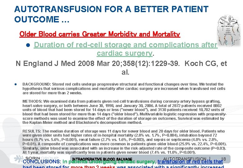 AUTOTRANSFUSION FOR A BETTER PATIENT OUTCOME … Older Blood carries Greater Morbidity and Mortality