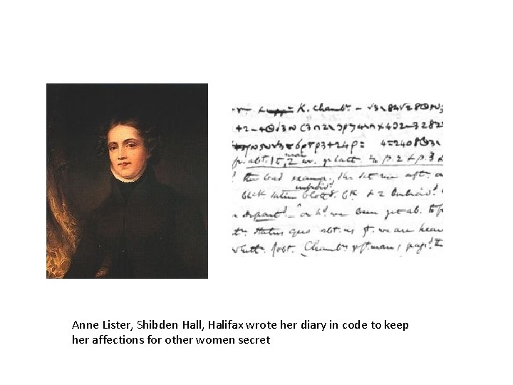Anne Lister, Shibden Hall, Halifax wrote her diary in code to keep her affections