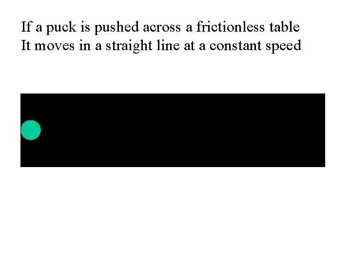 If a puck is pushed across a frictionless table It moves in a straight