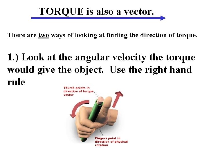 TORQUE is also a vector. There are two ways of looking at finding the