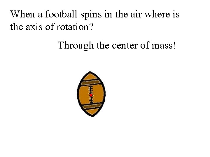 When a football spins in the air where is the axis of rotation? Through