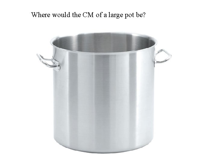Where would the CM of a large pot be? 