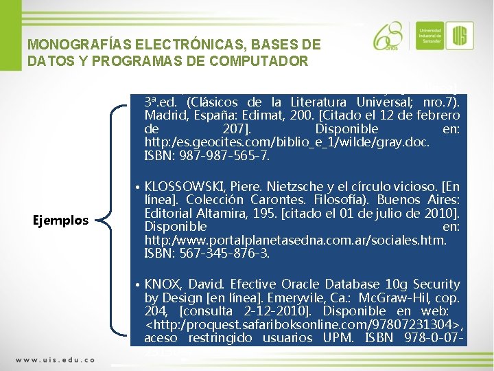 MONOGRAFÍAS ELECTRÓNICAS, BASES DE DATOS Y PROGRAMAS DE COMPUTADOR • WILDE, Óscar. El retrato