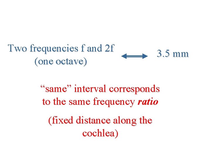 Two frequencies f and 2 f (one octave) 3. 5 mm “same” interval corresponds