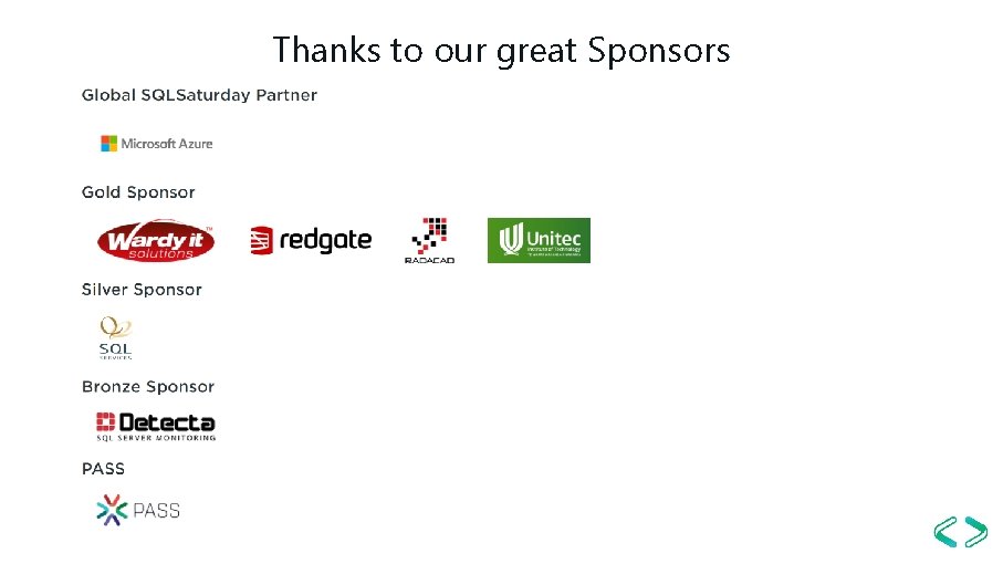 Thanks to our great Sponsors 
