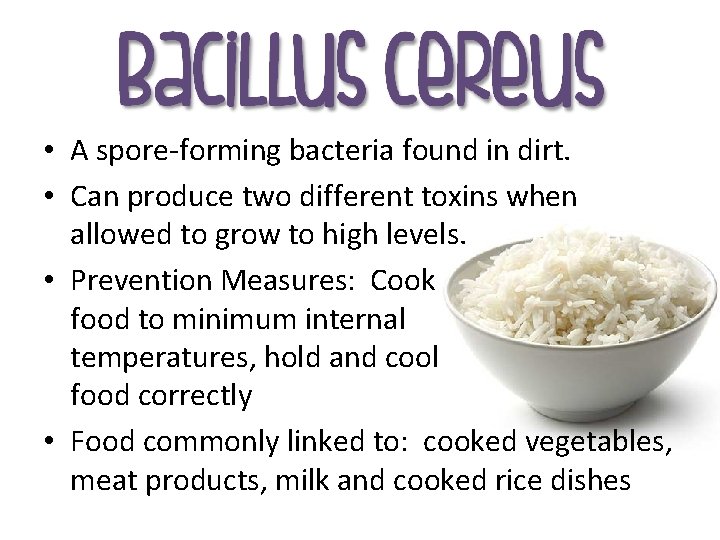  • A spore-forming bacteria found in dirt. • Can produce two different toxins
