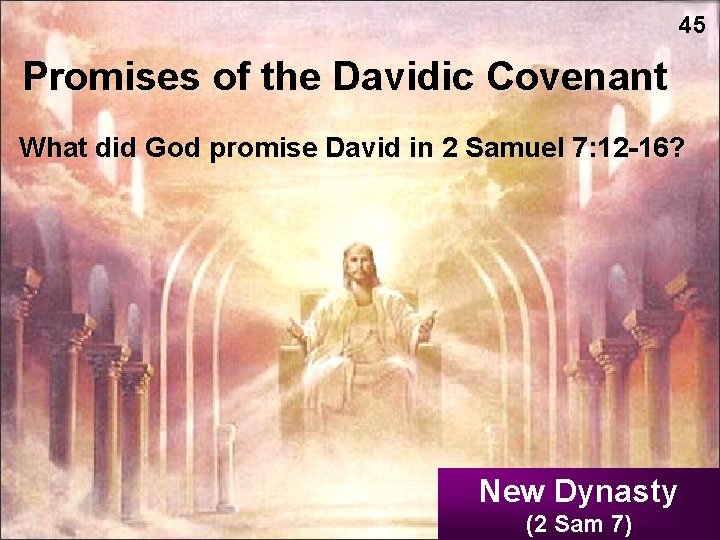 45 Promises of the Davidic Covenant What did God promise David in 2 Samuel