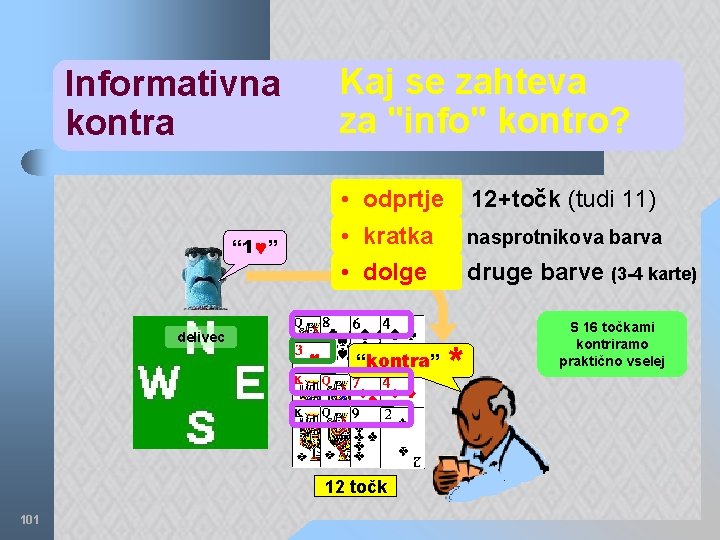 Informativna kontra “ 1 ” Kaj se zahteva za "info" kontro? • odprtje 12+točk