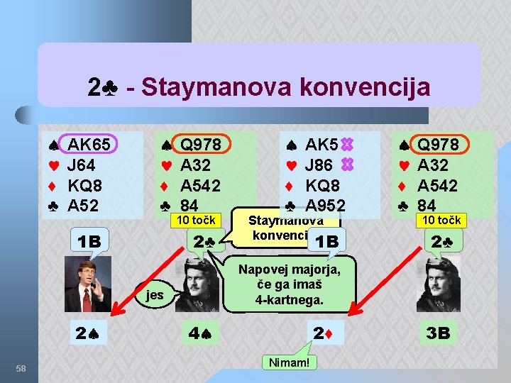 2♣ - Staymanova konvencija ♦ ♣ AK 65 J 64 KQ 8 A 52