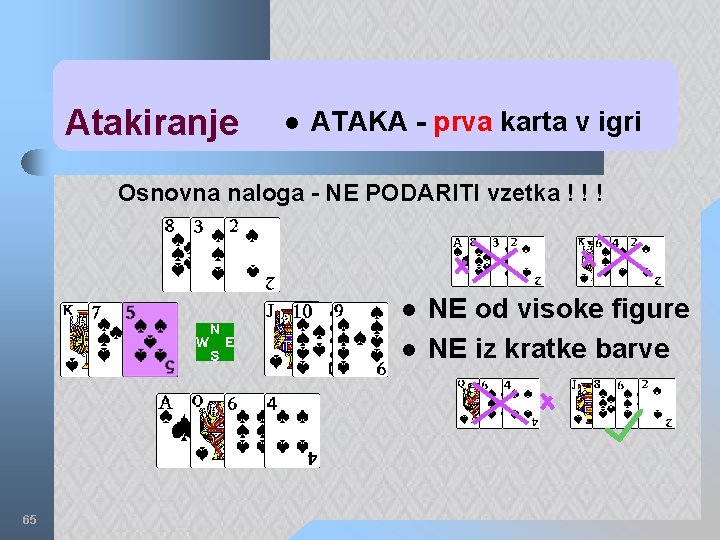 Atakiranje l ATAKA - prva karta v igri Osnovna naloga - NE PODARITI vzetka