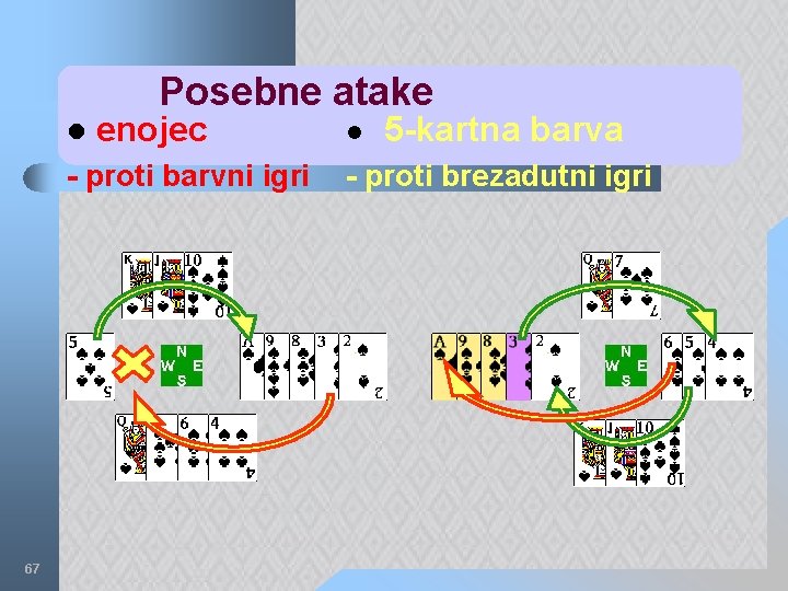 Posebne atake l enojec - proti barvni igri 67 l 5 -kartna barva -