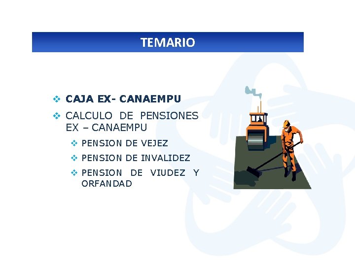 TEMARIO v CAJA EX- CANAEMPU v CALCULO DE PENSIONES EX – CANAEMPU v PENSION