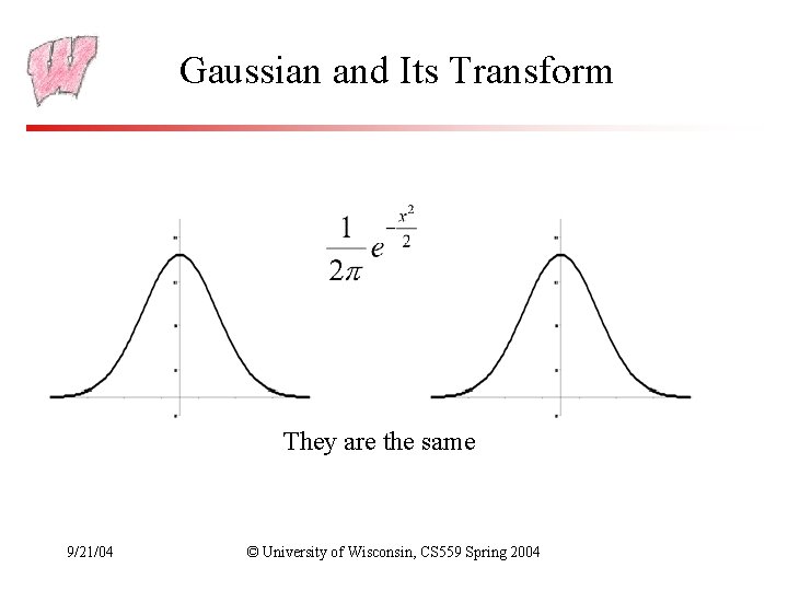 Gaussian and Its Transform They are the same 9/21/04 © University of Wisconsin, CS