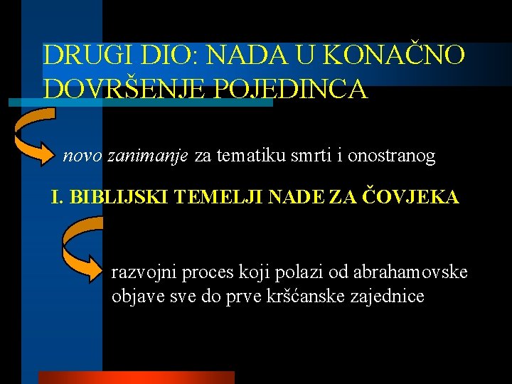 DRUGI DIO: NADA U KONAČNO DOVRŠENJE POJEDINCA novo zanimanje za tematiku smrti i onostranog