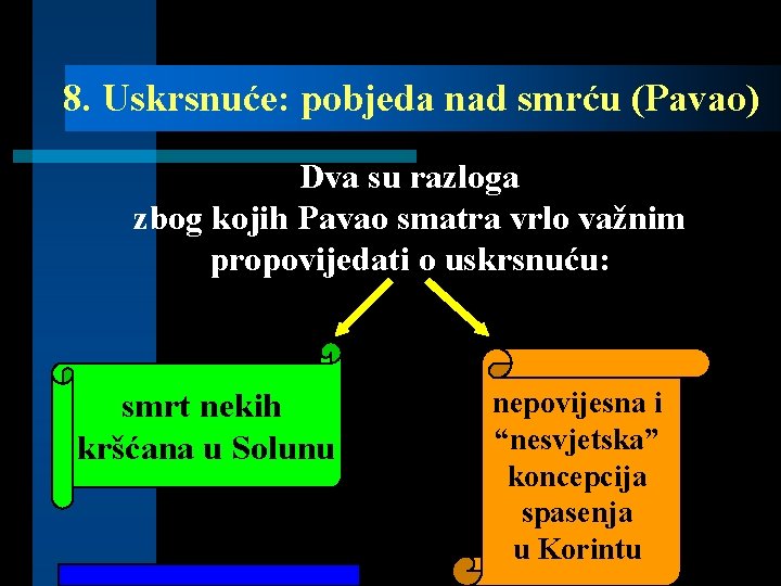 8. Uskrsnuće: pobjeda nad smrću (Pavao) Dva su razloga zbog kojih Pavao smatra vrlo