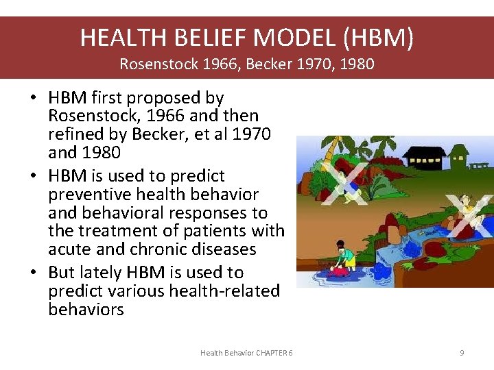 HEALTH BELIEF MODEL (HBM) Rosenstock 1966, Becker 1970, 1980 • HBM first proposed by