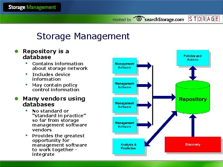 Hosted by Storage Management l Repository is a database • Contains information • •