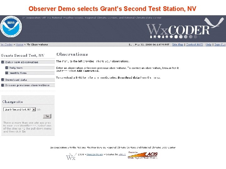 Observer Demo selects Grant’s Second Test Station, NV 