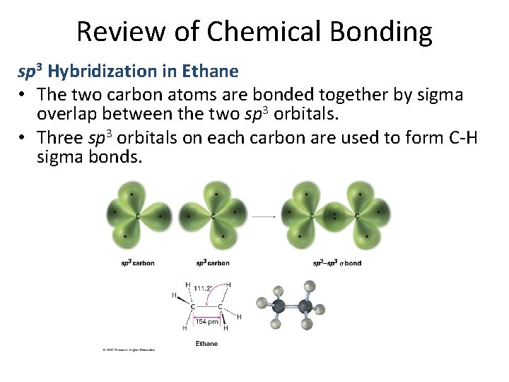 Review of Chemical Bonding sp 3 Hybridization in Ethane • The two carbon atoms