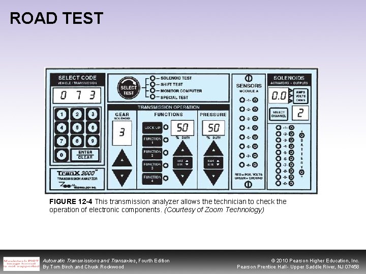 ROAD TEST FIGURE 12 -4 This transmission analyzer allows the technician to check the