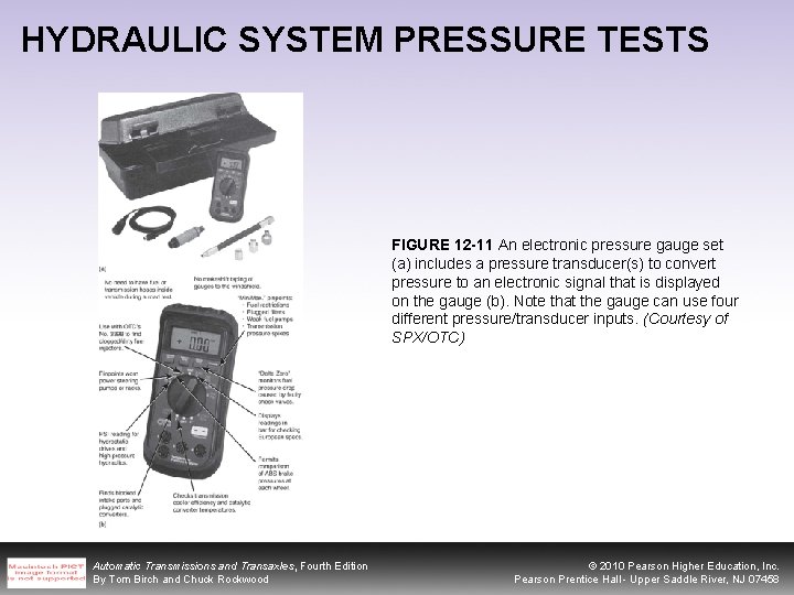 HYDRAULIC SYSTEM PRESSURE TESTS FIGURE 12 -11 An electronic pressure gauge set (a) includes