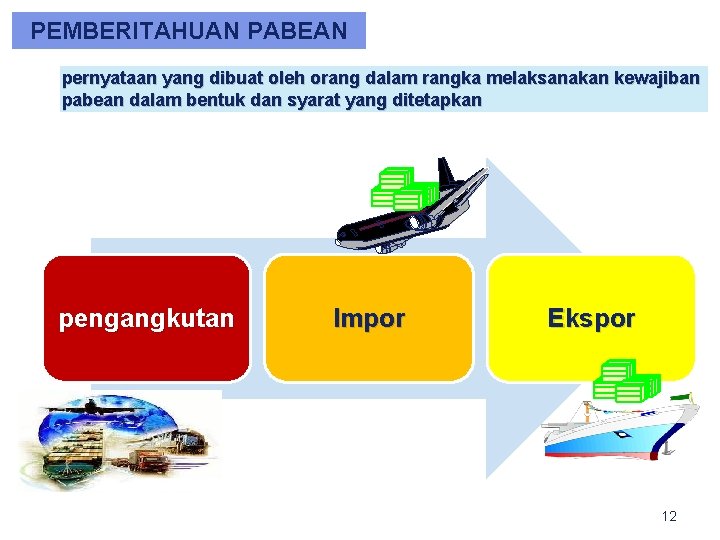 PEMBERITAHUAN PABEAN pernyataan yang dibuat oleh orang dalam rangka melaksanakan kewajiban pabean dalam bentuk